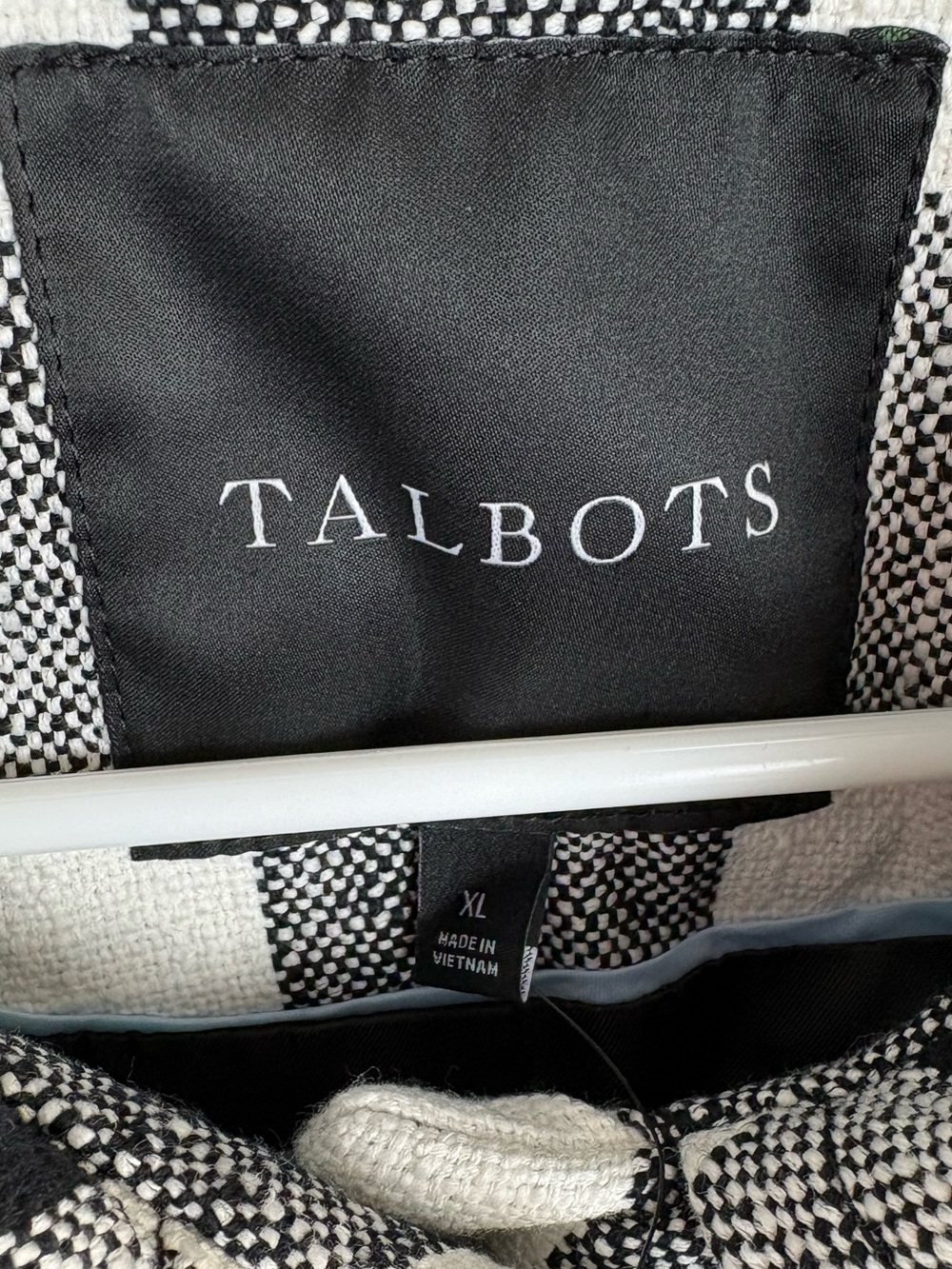 NWT Talbots B&W Buffalo Plaid Button-Front Coat XL Cotton Linen Preppy Light - Picture 2 of 9